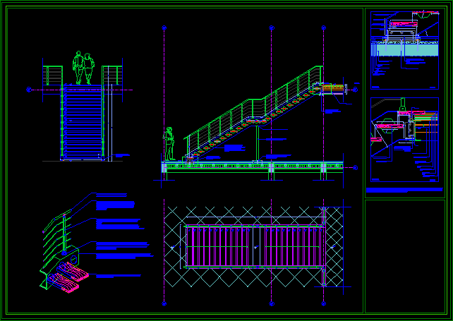 Escalera acero con detalles constructivos