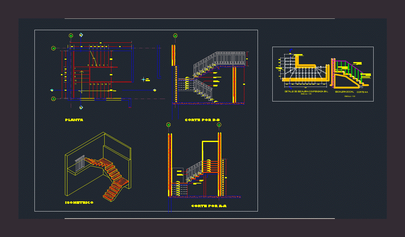 Escalera compensada en l .