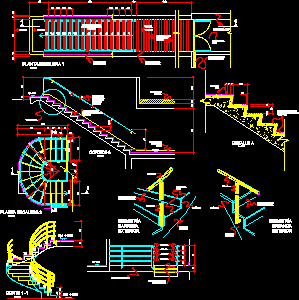 Escalera curva y otra recta