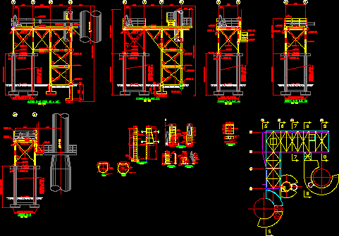 Detalles escaleras metalicas sobre plataforma industrial