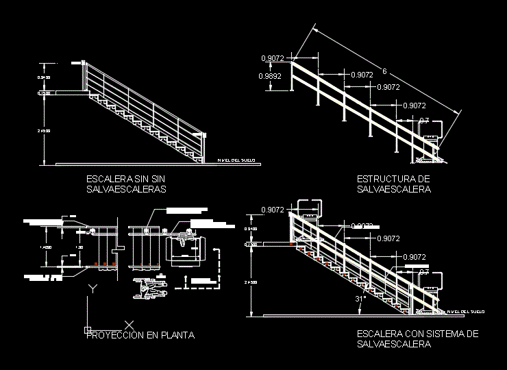 Detalole de elevador salva escalera para discapacitados