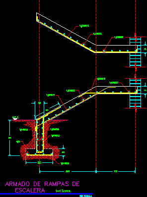Detalle de armado y cimentacion de escalera