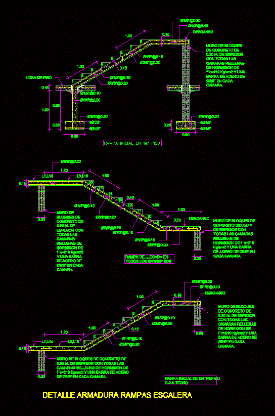Detalle armado escalera de hormigon
