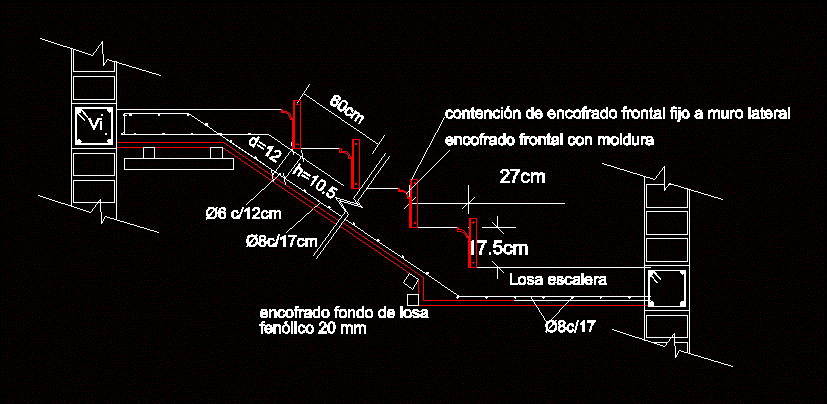 Detalle escalera de hormigon