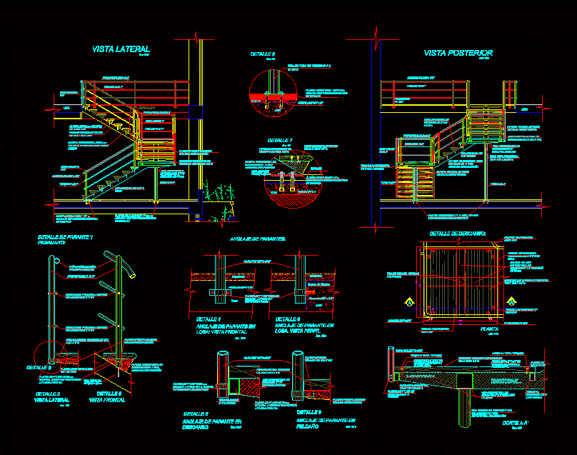 Escalera metalica detallada.