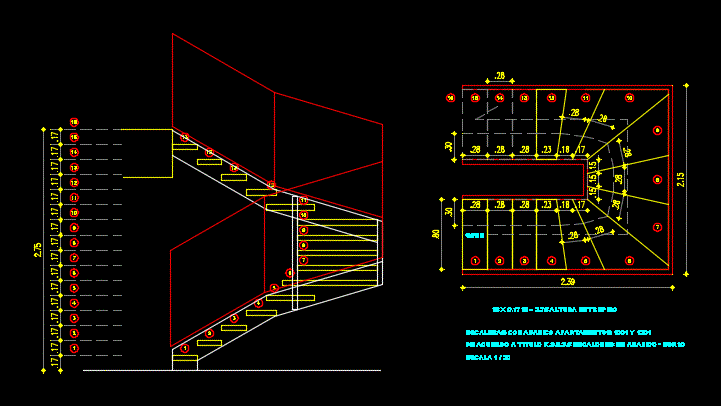 Escalera compensada en u