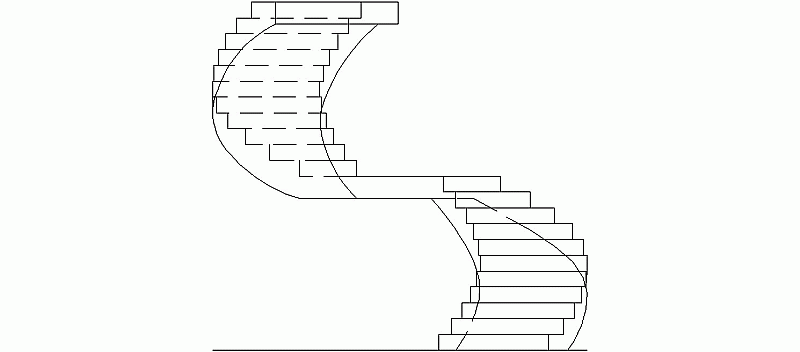 Escada Curva com Descanso Central de Concreto Armado