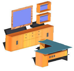Schreibtisch mit Modulen