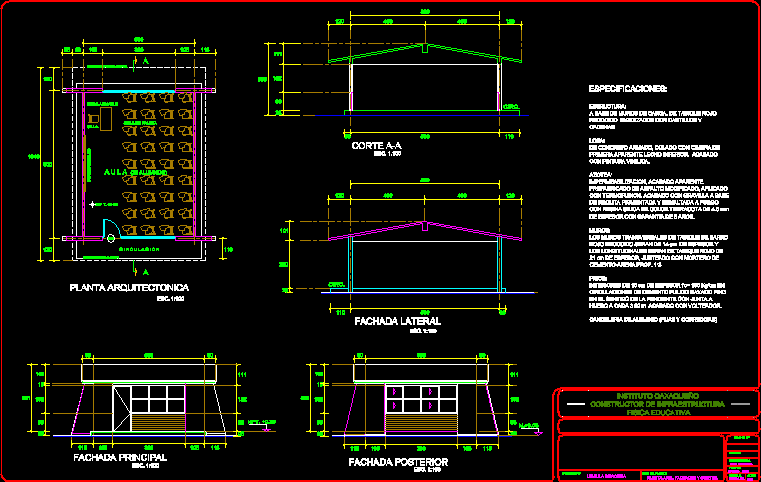 Un aula de 6.00x8.00