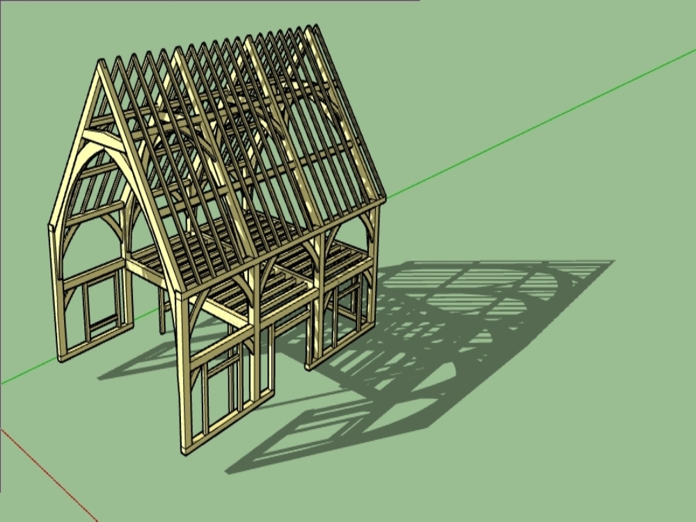 Casa ad arco in legno di quercia con 2 acque