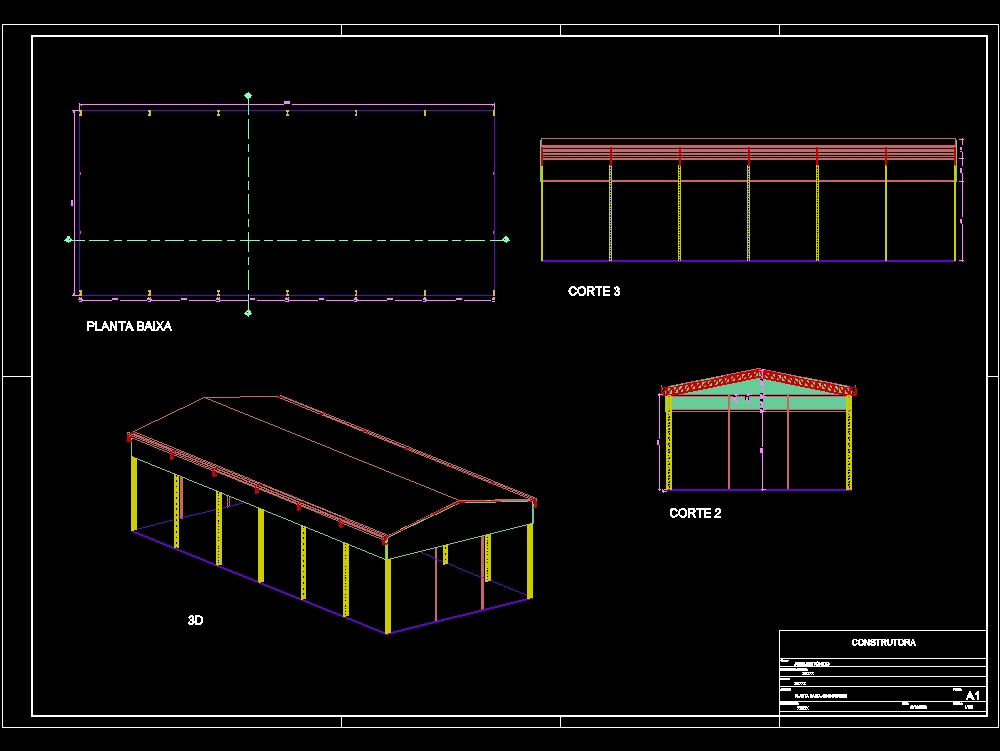 Shed in metallic structure of 15 x 35