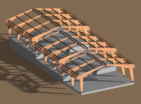 Schuppen aus Schichtholz - 3d