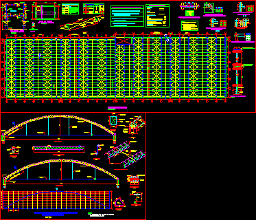 Cubierta parabolica - estructura metalica - detalles -