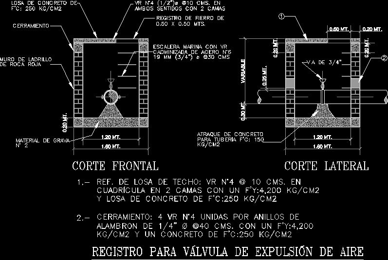 Registro para valvula de expulsion de aire