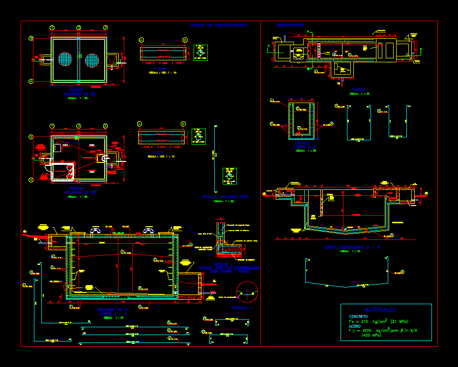 Estructural tanque de almacenamiento y desarenedor