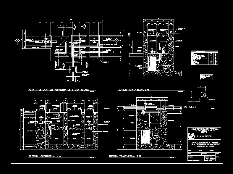 Caja distribuidora de concreto para 3 valvulas