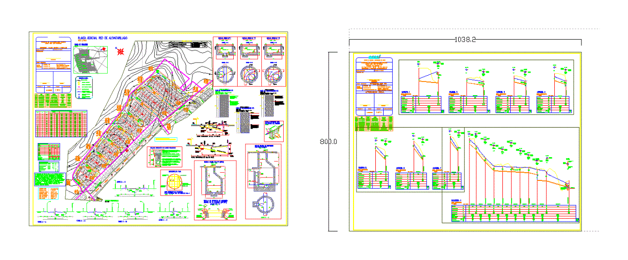 Plano de alcantarillado y agua potable