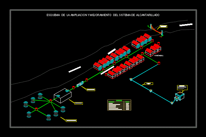 Plano esquema alcantarillado y agua potable