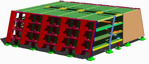 Modèle éclaté 3d d'un module avec 48 chambres préfabriquées dwg