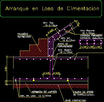 Arranque de escalera en losa