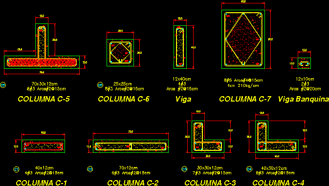 Detalles de columnas y vigas