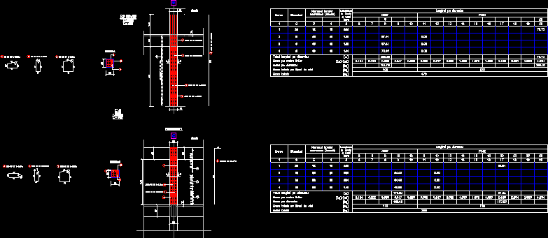 Plan de refuerzo para una columna de cemento armado