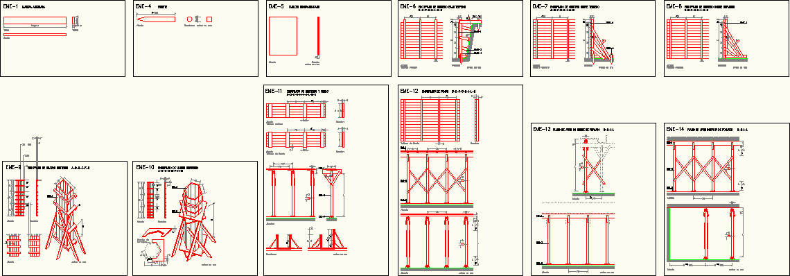 Detalhes da construção da cofragem