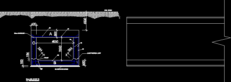 Unicelular caja alcantarilla (seccion)