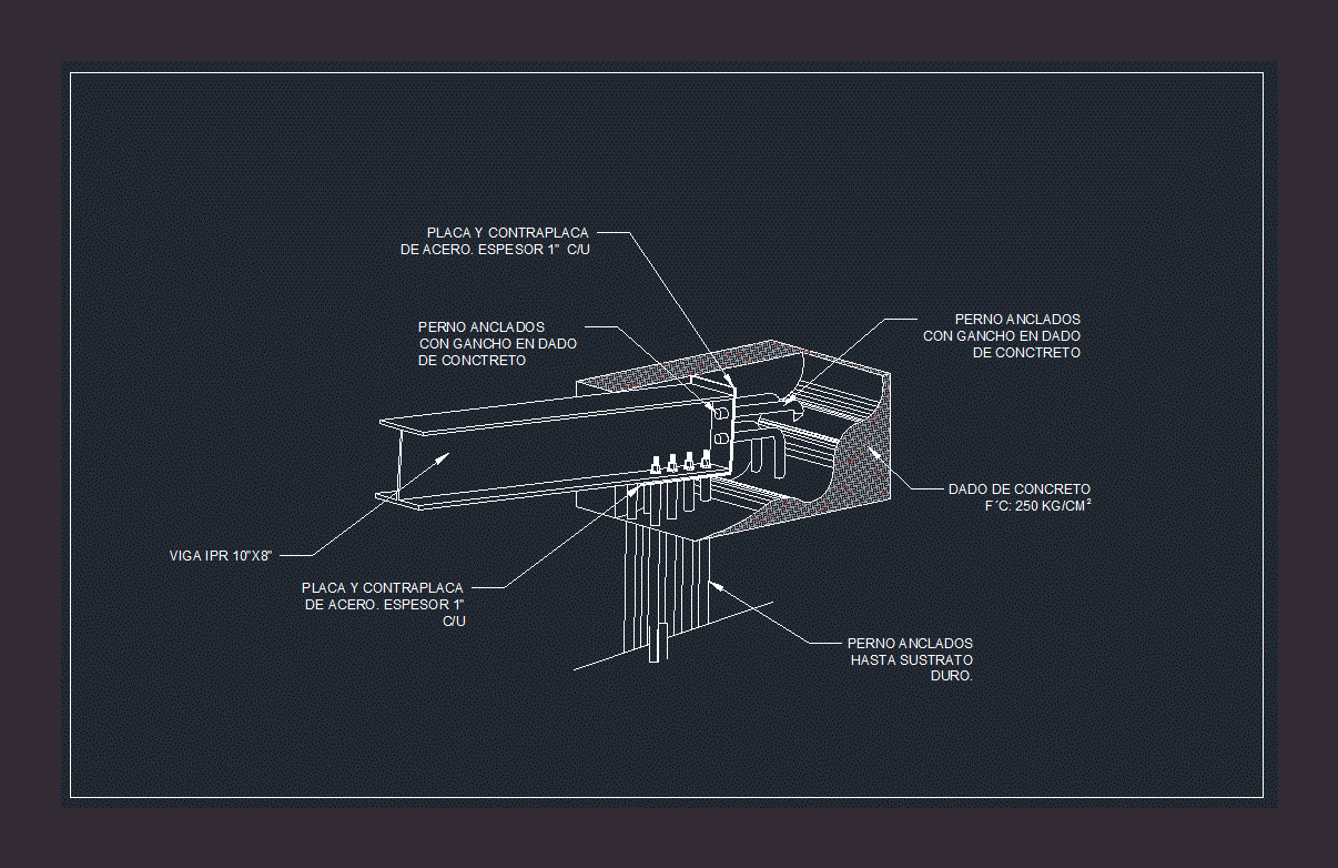 Dado para empotrar viga ptr