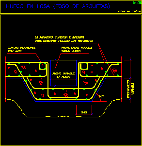 Detalle hueco arqueta en losa