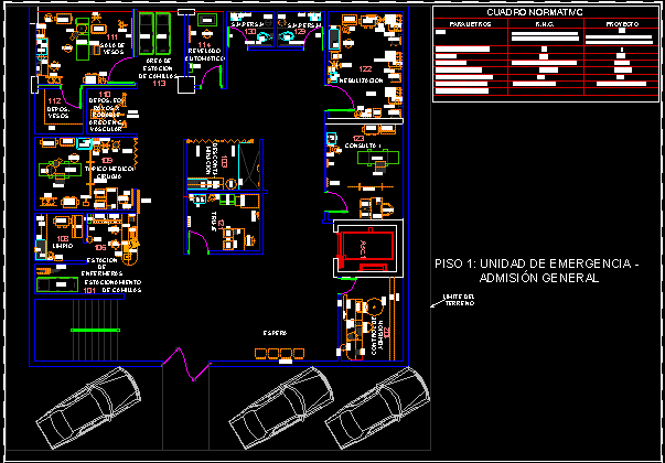 Mobiliario clinico en piso de emergencia -