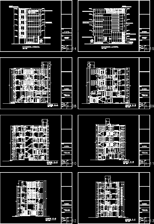 Clinica - arquitectura cortes; fachadas