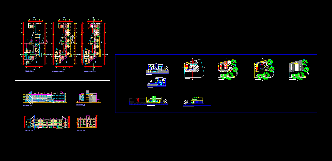 Diseño Completo de Hotel: Plantas y Alzados