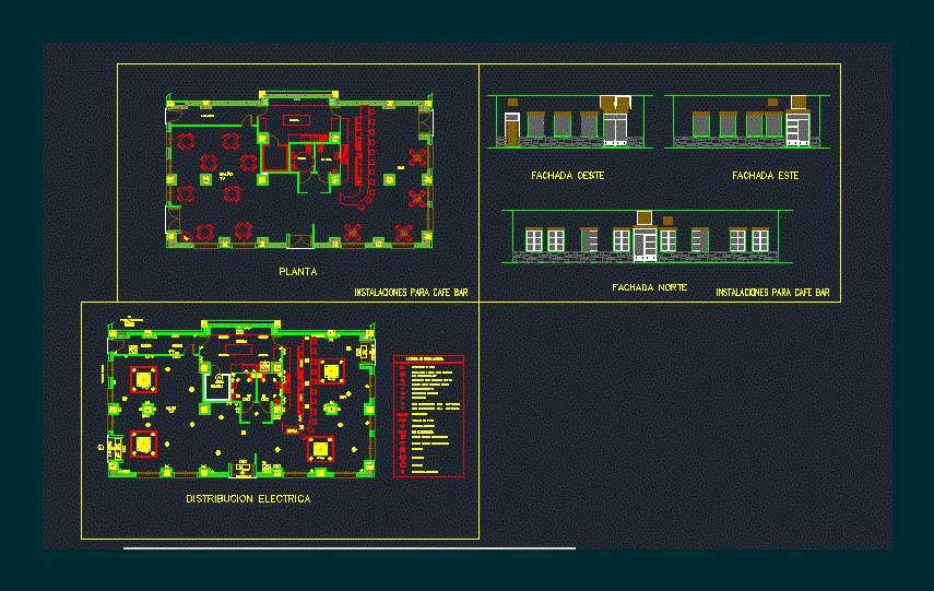 Bar - architectural and electrical plan