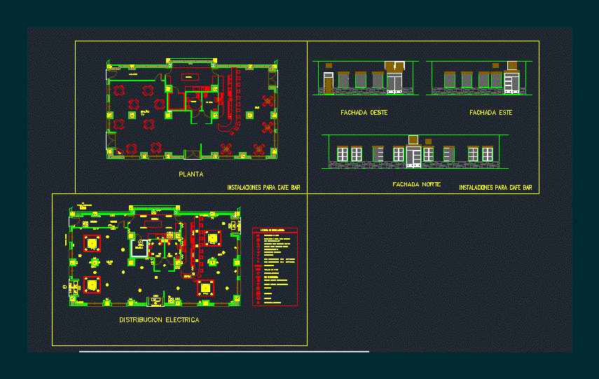Bar - plano arquitectonico y electrico