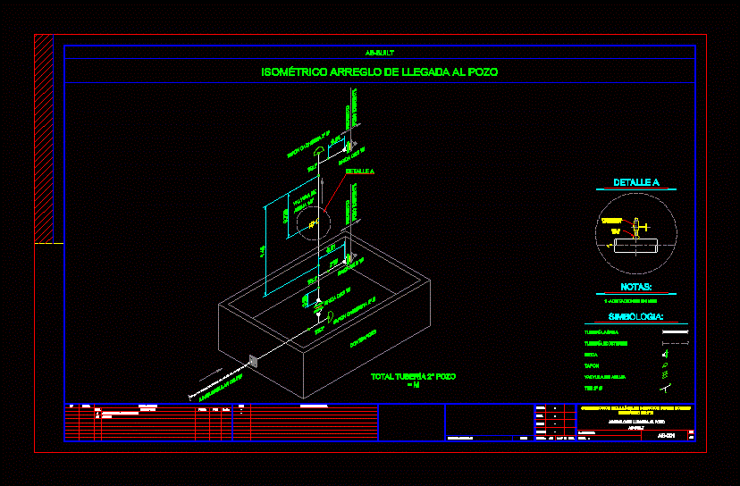 Isometrische Anordnung der Ankunft am Pumpleitungsbrunnen