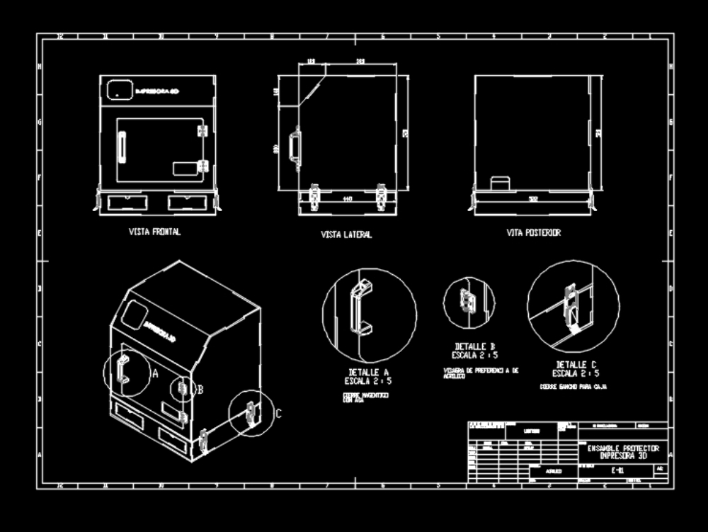 Rosa pueblo A través de Planos De Protector De Impresora 3d Makerbot En AutoCAD | Librería CAD