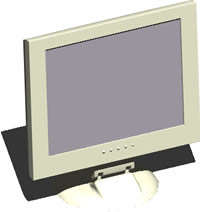Monitor piatto 3d con materiali