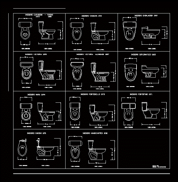 Detalle de Distintos Tipos de Inodoros