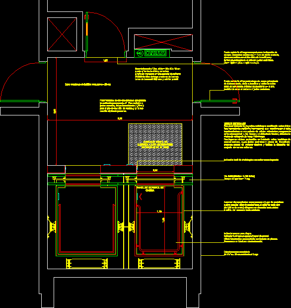 Construction detail of elevators in top view