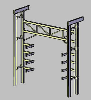 estrutura de armazenamento de rolos 3d