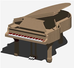 piano à queue 3d