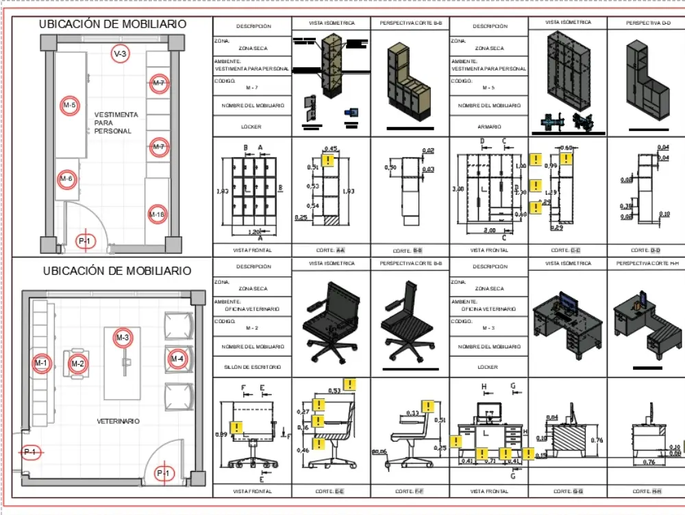 Detalles de mobiliarios de ambientes internos autocad 3d