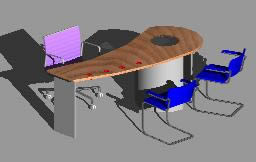 Tisch und Stühle für 3D-Büros