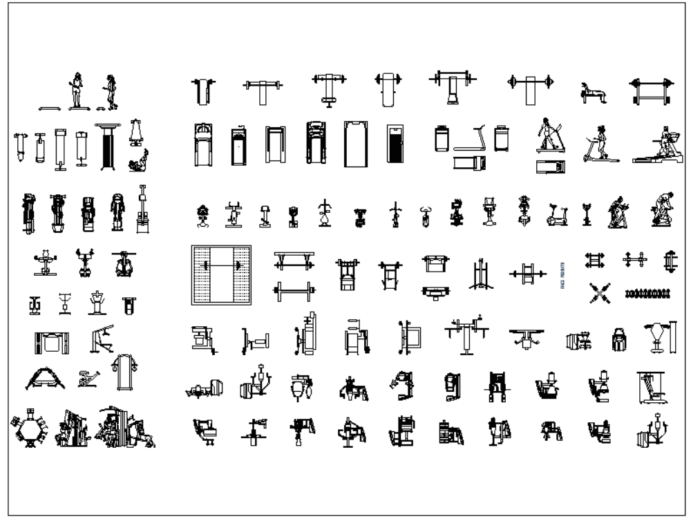 Mobiliario de gimnasio - autocad