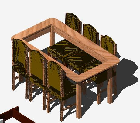 Mesa y sillas 3d