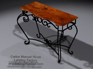 Consoleta - mueble de herreria artistica forjado con tapa de madera - version