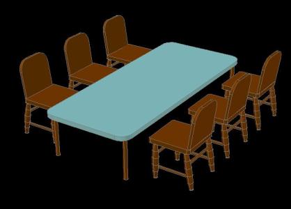 Dining room with chairs in 3d