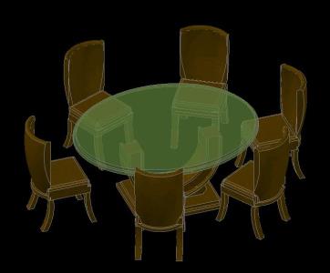 Mesa y sillas comedor 3d