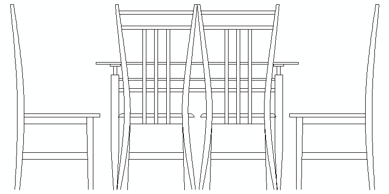 Table With 4 Chairs In Elevation